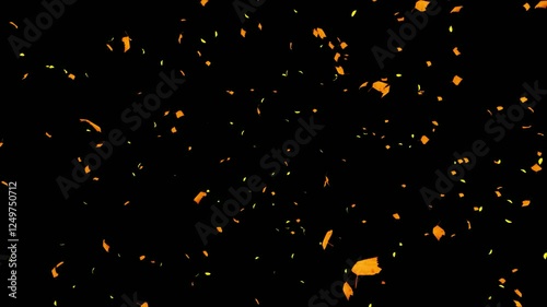 Autumn leaf fall animation. Autumn maple leaves falling on black screen. chroma key background. Autumn leaves flying on green screen.	
