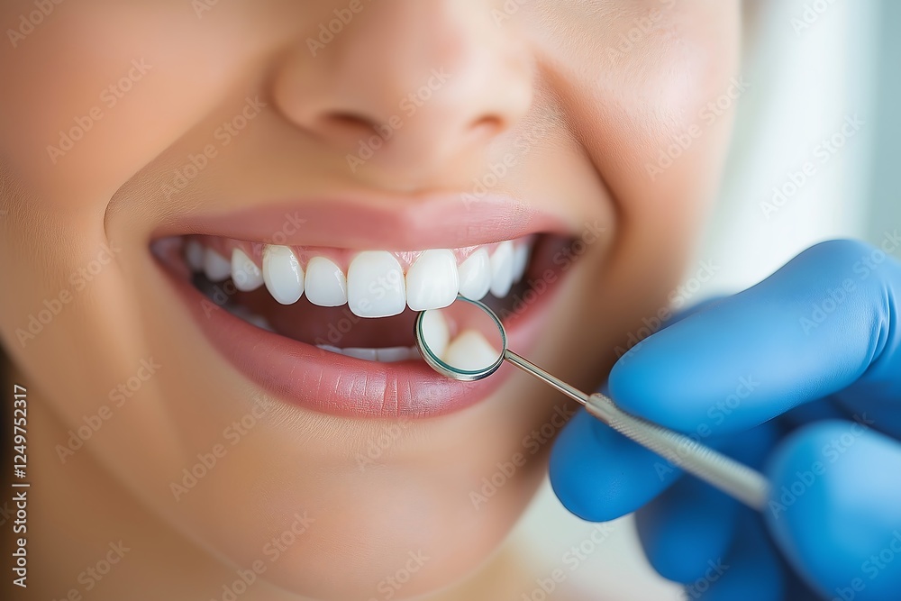 Fototapeta premium Dentist examining a patient's teeth in the dentist
