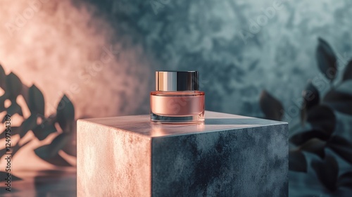 Luxury Skincare Cream Display on Modern Concrete Cube