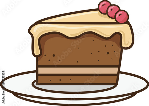 Chocolate Cake with Icing and Cherries

