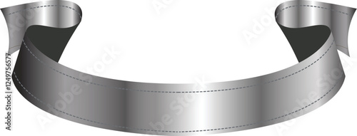 Silver Ribbon on White Background
