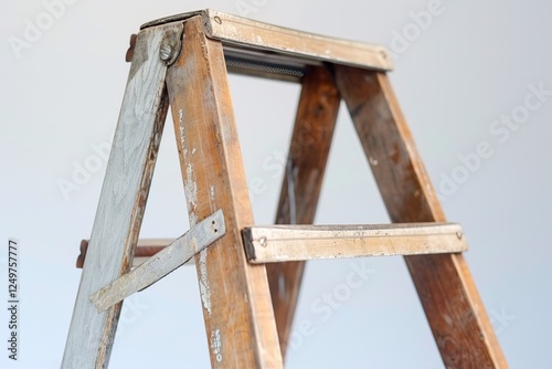 Space-Saving Folding Step Ladder with Solid Background
