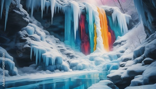 Fantacy colorful icicles on the ice