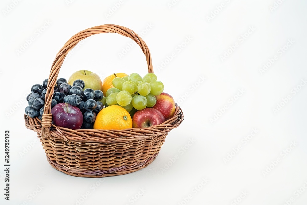 Mixed Fruit Basket Arrangement with Solid Background Mixed Fruit Basket Arrangement with Solid Background