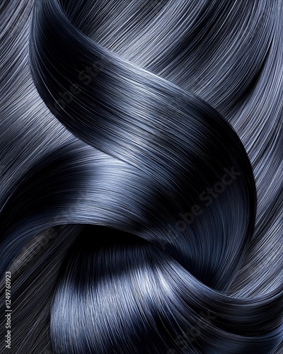 A close up of Ultra straight silk hair smooth luxury  healthy shine ultra straight silk hair professional salon, light reflecting along the strands creating a mirror gloss effect