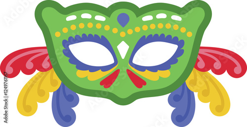 Green and Blue Venetian Mask with Detailed Ornaments