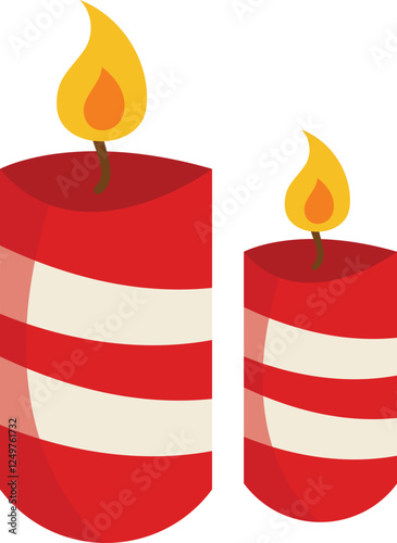 Red and White Striped Candles with Flames
