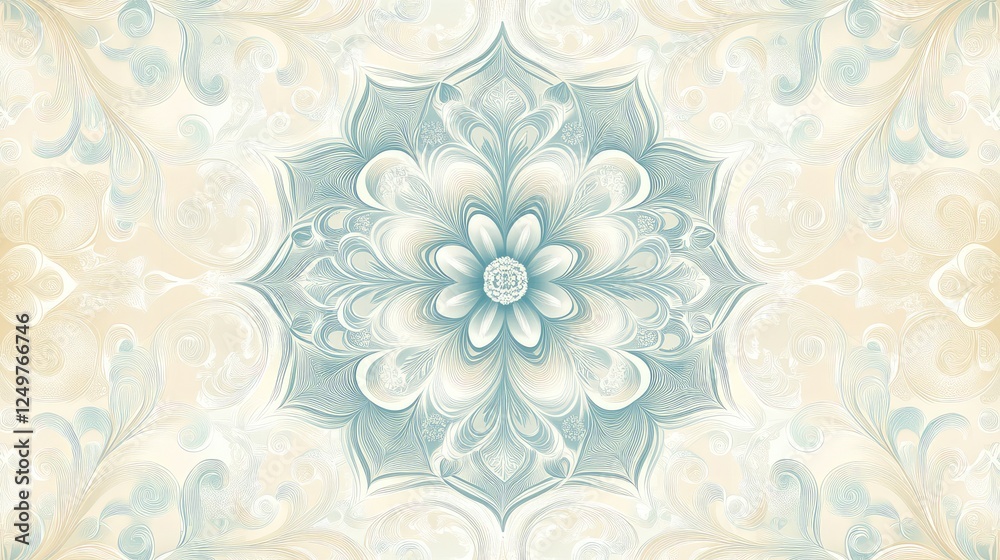Fototapeta premium Intricate Guilloche Pattern with Delicate Line Art Border and Ornate Rosette Designs