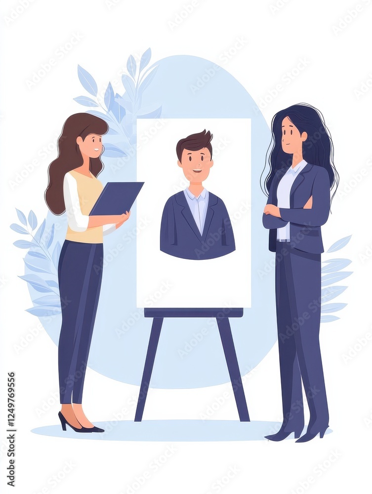 Fototapeta premium Recruitment and employment service. HR agency and headhunting company. Job interview, employment process, choosing a candidate concept. Vector isolated concept creative illustration