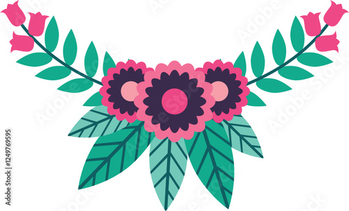 Bunch Of Flowers Arrangement Vector Illustration

