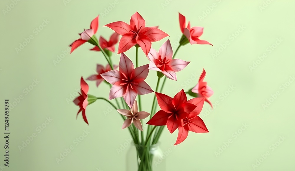 Flower in a vase on a pastel green background. Flower in a vase on a pastel green background.