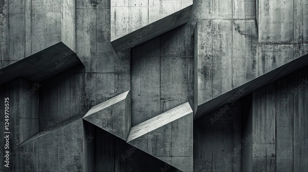Fototapeta premium Abstract Concrete Architecture: A Study in Geometric Forms and Textures
