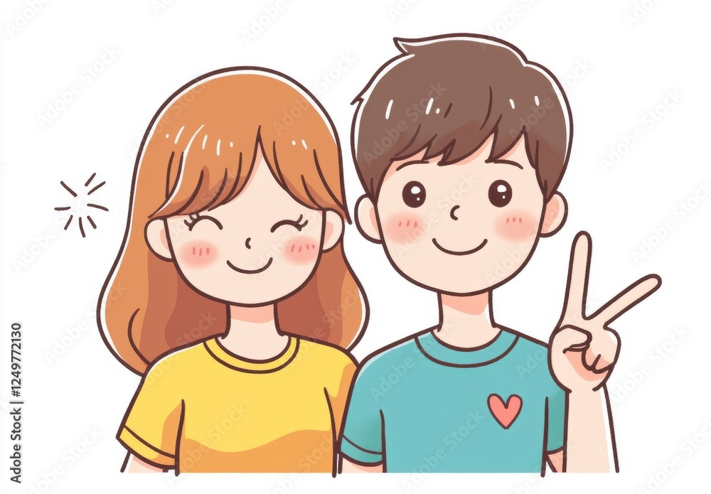 Happy friends taking a selfie together features a cute style, with smiling people posing for a photo Generative AI Happy friends taking a selfie together features a cute style, with smiling people posing for a photo Generative AI