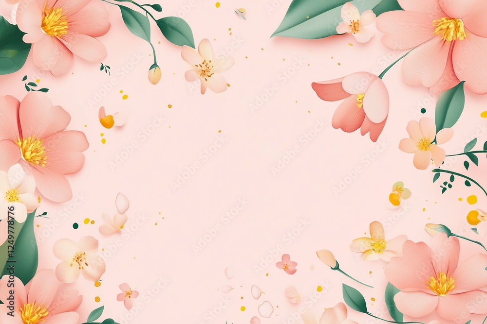 Floral decoration on a pink background for spring events Floral decoration on a pink background for spring events