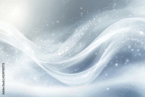 Elegant silver background featuring flowing lines and glowing particles, creating a sense of luxury and sophistication