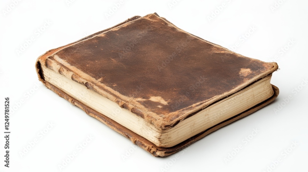 An open empty old notebook isolated on a white background. Copy space. An open empty old notebook isolated on a white background. Copy space.