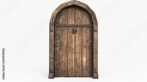 Wallpaper Mural antique wooden door, isolated on white background. 3D render  Torontodigital.ca
