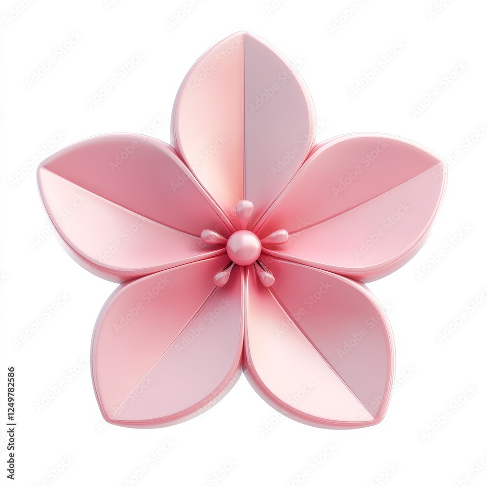 3D flower icon with a detailed design, isolated on a white background, symbolizing nature beauty 3D flower icon with a detailed design, isolated on a white background, symbolizing nature beauty