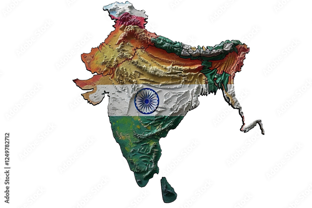 Fototapeta premium Flag of India on Country Map