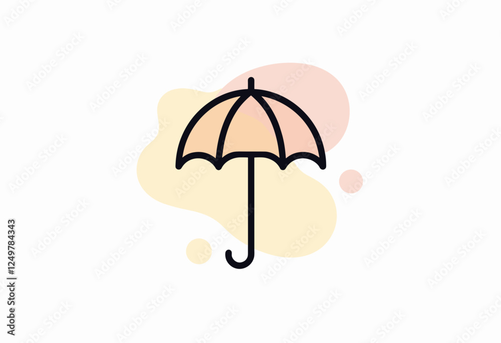 Umbrella line art with pastel abstract shapes Umbrella line art with pastel abstract shapes