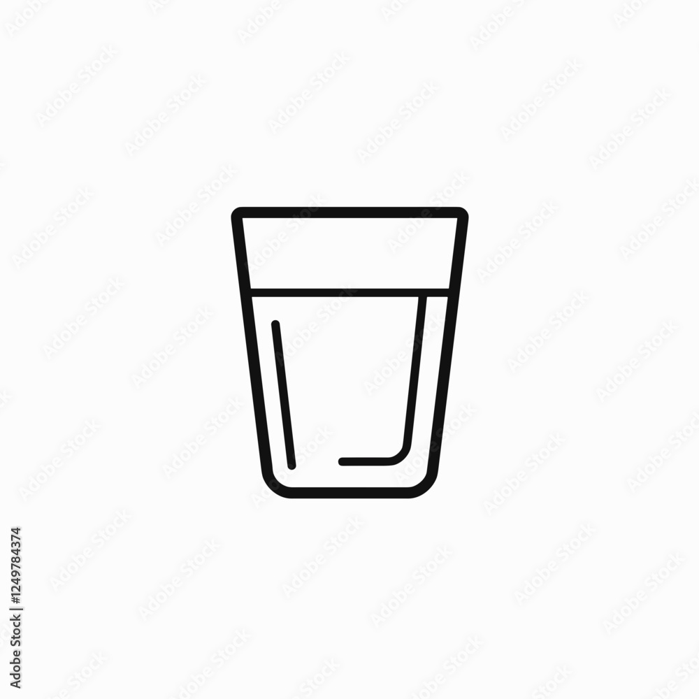 Glass of water vector icon in line art style Glass of water vector icon in line art style