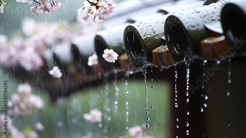 Cherry blossoms in the rain