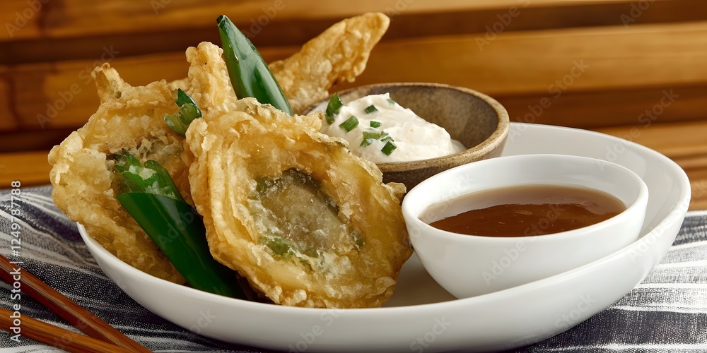 Crispy Fried Onion Blossoms: A delectable dish featuring golden-brown, crispy fried onion blossoms served with a creamy dipping sauce and a rich dark dipping sauce. Crispy Fried Onion Blossoms: A delectable dish featuring golden-brown, crispy fried onion blossoms served with a creamy dipping sauce and a rich dark dipping sauce.