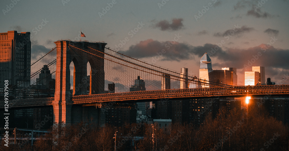 Obraz premium Brooklyn Bridge at sunset