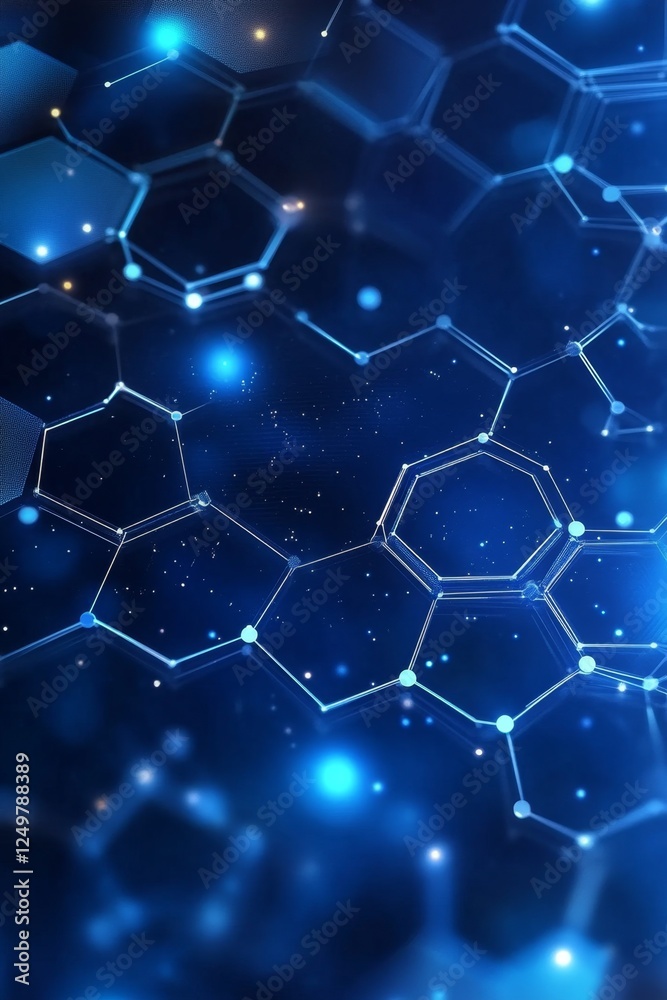 Abstract Blue Hexagon Network, glowing, digital, background, tech Abstract Blue Hexagon Network, glowing, digital, background, tech