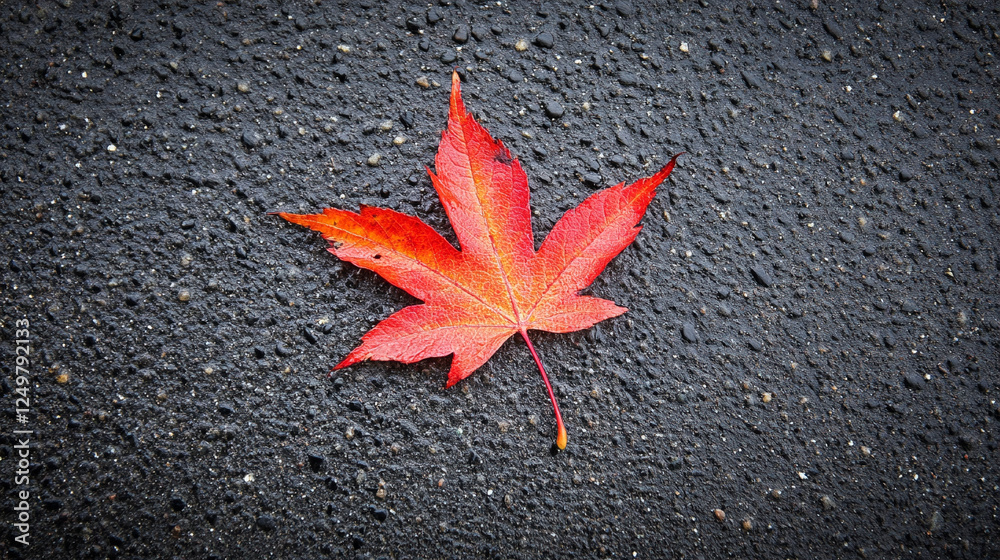 A colorful autumn leaf rests on the ground, symbolizing change and renewal, set against a peaceful natural backdrop, evoking calm, reflection, and the beauty of nature’s cycles