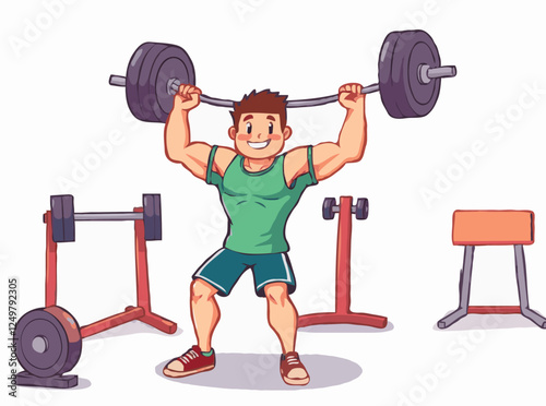 Strength Training: Colorful Vector Illustration of Gym Exercises