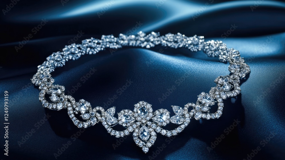 Obraz premium Elegant diamond choker necklace displayed under soft lighting for a high-end fashion look.
