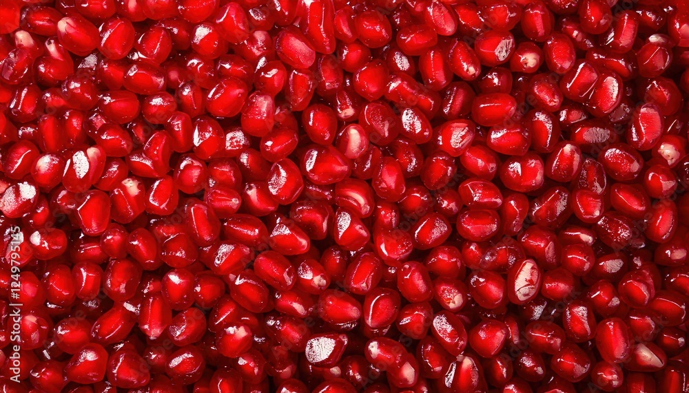 Freshly harvested pomegranate seeds displayed on a vibrant surface for culinary use Freshly harvested pomegranate seeds displayed on a vibrant surface for culinary use