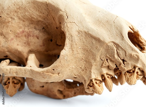 an image of a skull with a tooth sticking out of it, a close up of a skull with a tooth sticking out of it photo