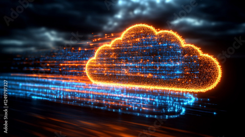multicloud management, showcasing AI orchestration across diverse cloud environments in a modern, bright tone with a blurred, empty space for captioning