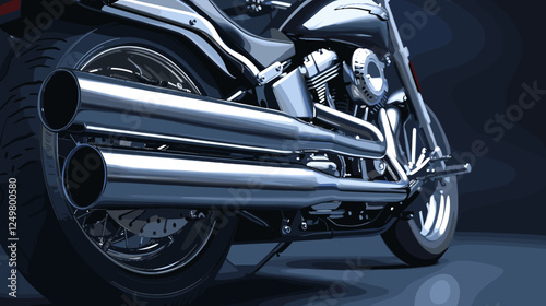 Sleek Twin Exhaust Pipes on Modern Motorcycle in Detailed Close-Up