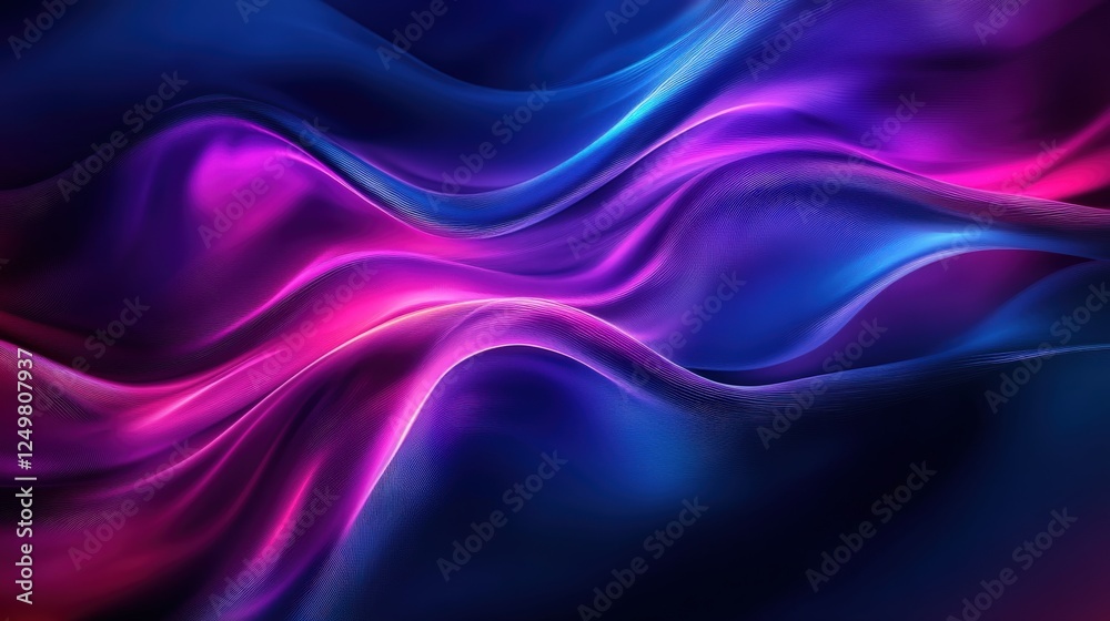 Abstract Purple and Blue Wavy Digital Art Abstract Purple and Blue Wavy Digital Art