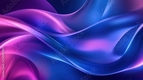 Abstract Blue and Purple Wavy Swirls Design
