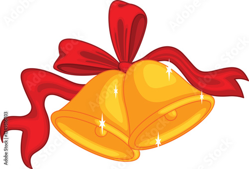 christmas bells with red ribbon