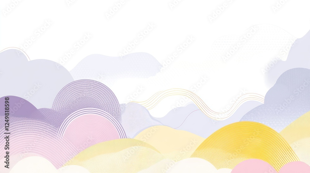 Abstract pastel landscape with soft clouds and hills. Abstract pastel landscape with soft clouds and hills.