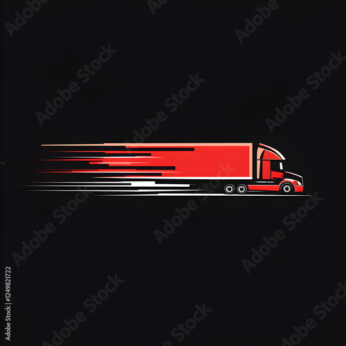 Fast Delivery Truck  Red Semi Truck in Motion  Logistics Icon