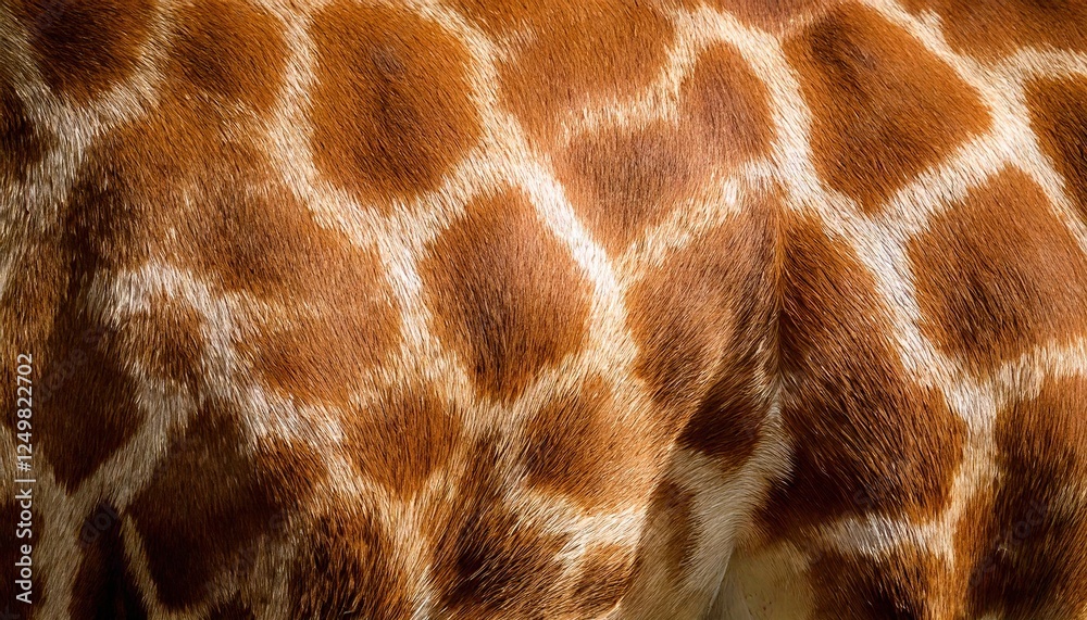 Giraffe coat patterns reveal unique spots in sunlit savannah setting Giraffe coat patterns reveal unique spots in sunlit savannah setting