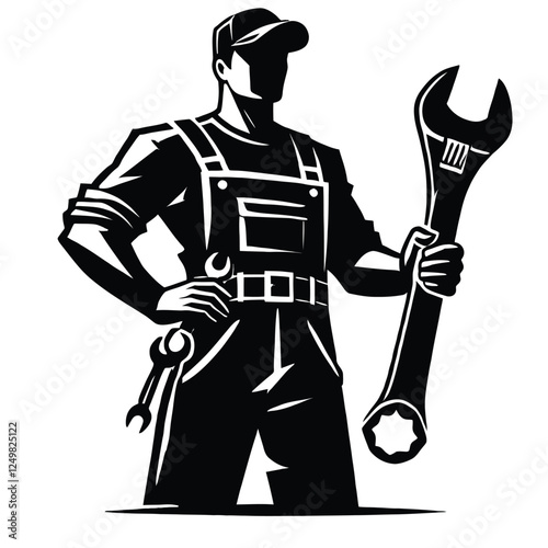Mechanic Silhouette with Wrench