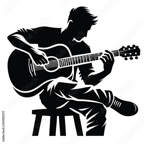 Musician Tuning Guitar