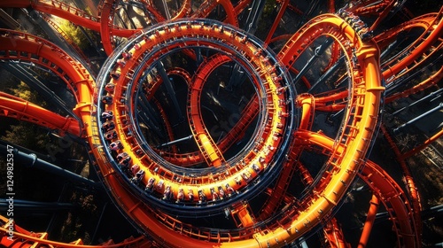 Wallpaper Mural Spectacular Aerial View of a Thrilling Orange Roller Coaster Ride Experience Torontodigital.ca