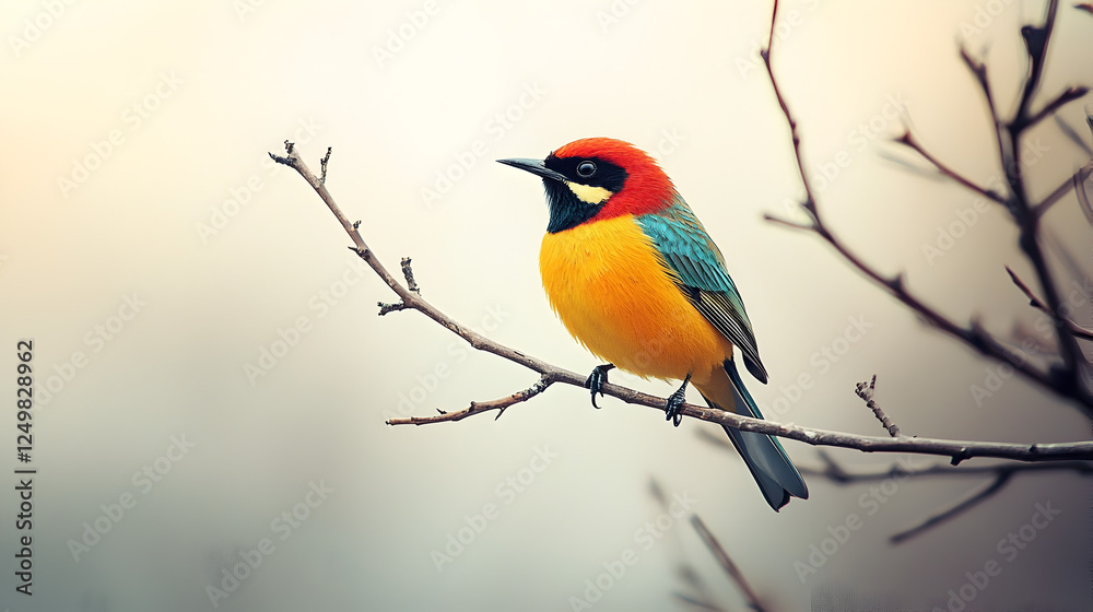 Obraz premium Vibrant Yellow Blue Bird on Branch