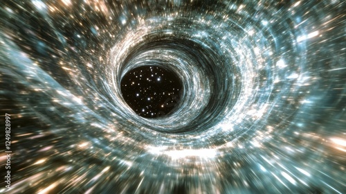 A mesmerizing image depicts a deep-space wormhole, filled with swirling starlight and cosmic energy, inviting viewers to ponder the mysteries of the universe beyond.
