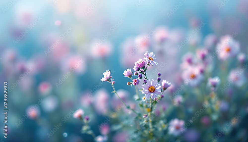 Blooming White and Pink Flowers in Soft Focus, Garden Background Blooming White and Pink Flowers in Soft Focus, Garden Background