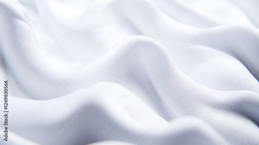 Fototapeta premium Close-up of smooth, white fabric draped elegantly, showcasing soft textures and gentle folds