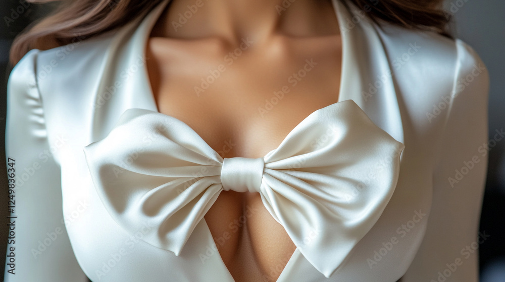 A symbolic image of an elegant white blouse with a bow tie, representing simplicity and grace, contrasted with a blurred modern background, leaving space for text or interpretation